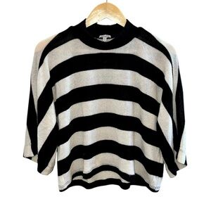 Splendid Mock Neck Striped Sweater Black & White